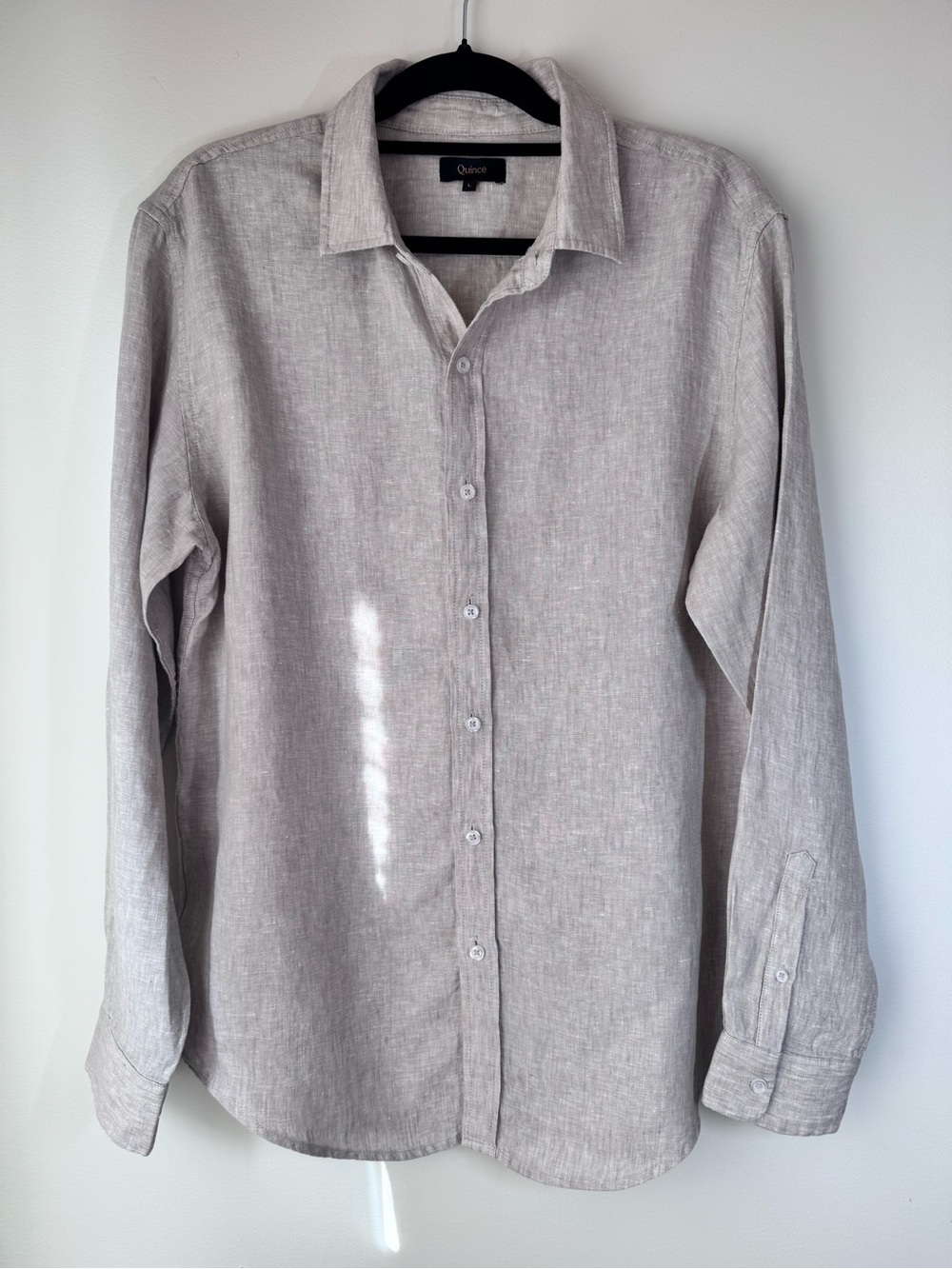 Quince Men's Casual Linen Button-Down Shirt - Light Taupe